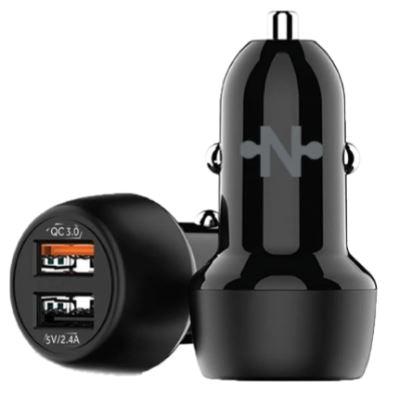 Chargeur Allume-Cigare 2 USB A 2.4A Noir