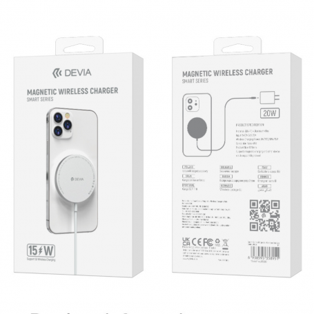 Chargeur MagSafe Devia Smart Série - 15W- Blanc