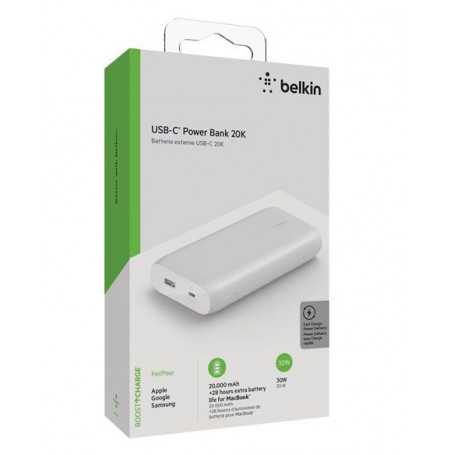 Power Bank BELKIN  20000mAh 30W (Compatible avec UltraBook et MacBook) - Blanc