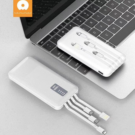 Batterie externe  10000mAh Blanc avec 4 Output cable